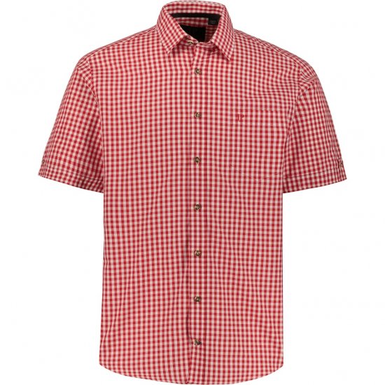 JP1880 Shirt Traditional Checked Short Sleeve Red - Košile - Košile 2XL-10XL