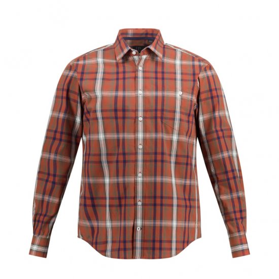 JP1880 Shirt Long Sleeve Checked Dark Orange TALL - TALL-velikosti - TALL-velikosti