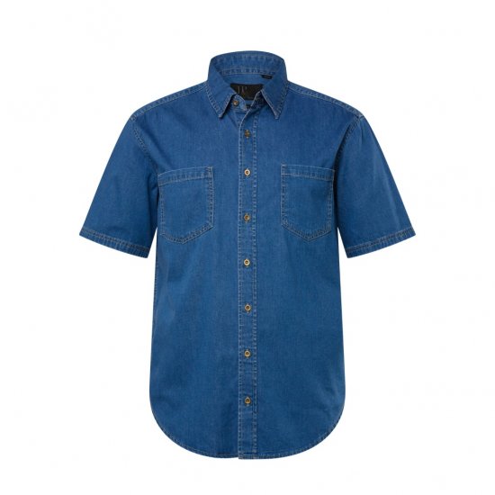 JP1880 Shirt Denim Short Sleeve Blue TALL - TALL-velikosti - TALL-velikosti