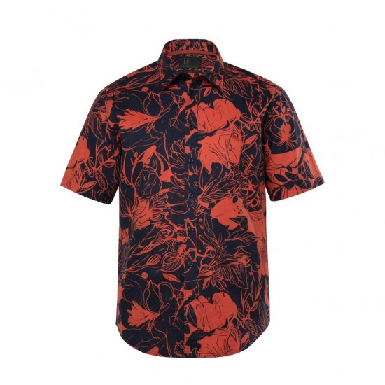 JP1880 Shirt Short Sleeve Linen Blend Red - Košile - Košile 2XL-10XL