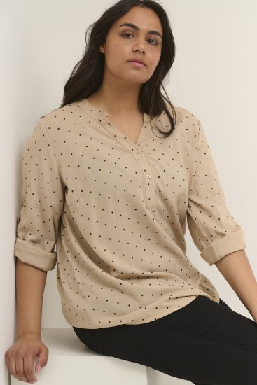 Kaffe Curve Joy Halenka Nomad/Černá Puntíkovaná - Halenky & tuniky - 