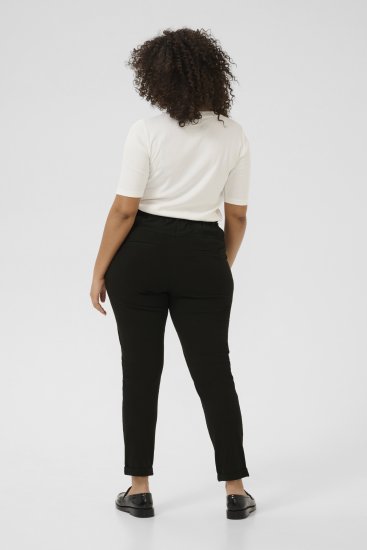 Kaffe Curve Jia Kalhoty s páskem Sytě černá - Džíny & Kalhoty ve Velkých Velikostech – Plus Size - 