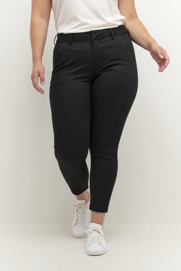 Kaffe Curve Leana Chino Kalhoty 7/8 Sytě Černá - Džíny & Kalhoty ve Velkých Velikostech – Plus Size - 