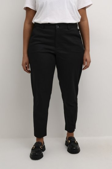Kaffe Curve Leana Chino Kalhoty 7/8 Sytě Černá - Džíny & Kalhoty ve Velkých Velikostech – Plus Size - 