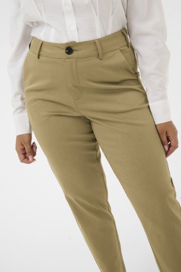 Kaffe Curve Leana Chino Kalhoty 7/8 Zkamenělý Dub - Džíny & Kalhoty ve Velkých Velikostech – Plus Size - 
