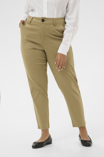 Kaffe Curve Leana Chino Kalhoty 7/8 Zkamenělý Dub - Džíny & Kalhoty ve Velkých Velikostech – Plus Size - 