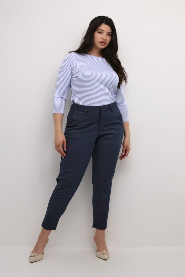 Kaffe Curve Leana Chino Kalhoty 7/8 Půlnoční Námořnická Modrá - Džíny & Kalhoty ve Velkých Velikostech – Plus Size - 