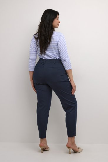Kaffe Curve Leana Chino Kalhoty 7/8 Půlnoční Námořnická Modrá - Džíny & Kalhoty ve Velkých Velikostech – Plus Size - 