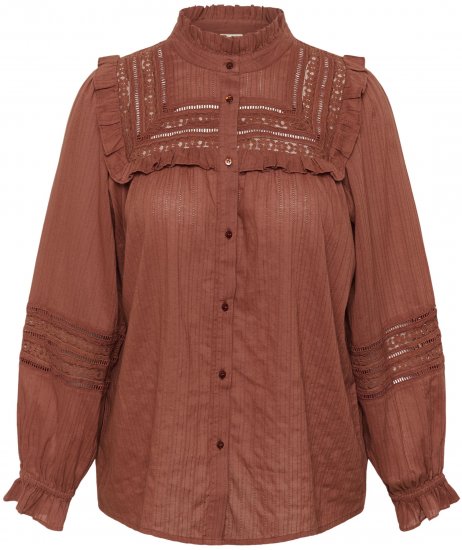 Kaffe Curve Jessa Shirt Henna Brown - Halenky & tuniky - 