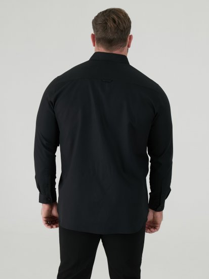 D555 Richard Oxford Košile S Dlouhým Rukávem TALL Černá - TALL košile - 