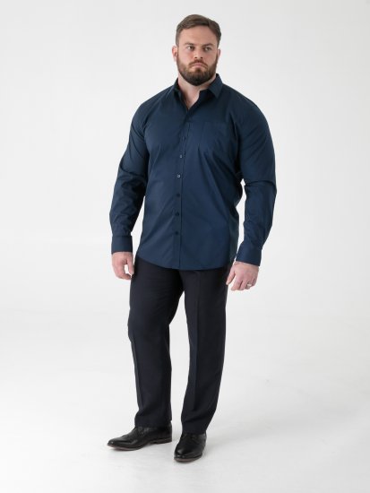 D555 Oliver Skvrnám Odolná Nežehlivá Strečová Košile S Dlouhým Rukávem Tmavě Modrá - Košile - Košile 2XL-10XL