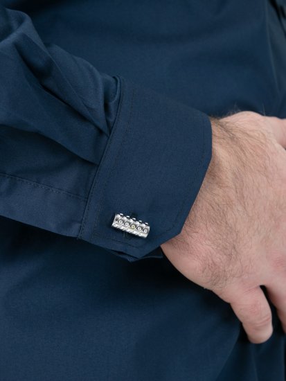 D555 Oliver Skvrnám Odolná Nežehlivá Strečová Košile S Dlouhým Rukávem Tmavě Modrá - Košile - Košile 2XL-10XL