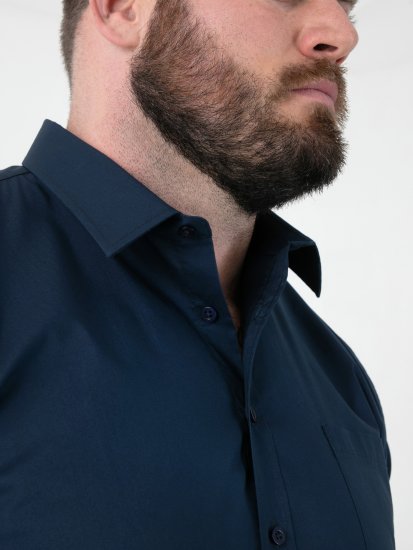 D555 Oliver Skvrnám Odolná Nežehlivá Strečová Košile S Dlouhým Rukávem Tmavě Modrá - Košile - Košile 2XL-10XL