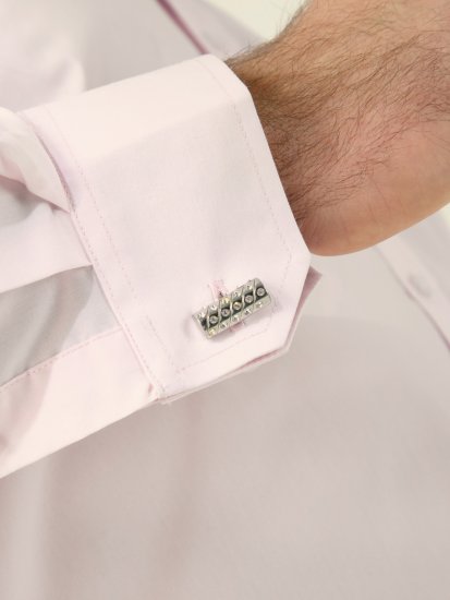D555 Oliver Skvrnám Odolná Nežehlivá Strečová Košile S Dlouhým Rukávem Růžová - Košile - Košile 2XL-10XL