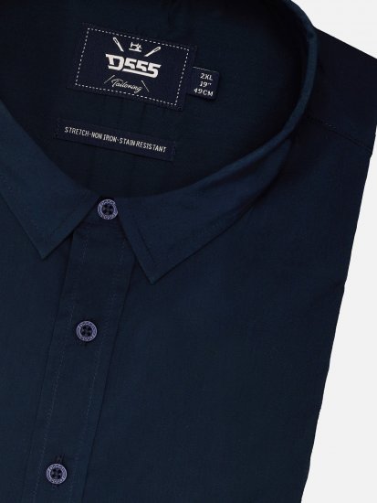 D555 Oliver Skvrnám Odolná Nežehlivá Strečová Košile S Dlouhým Rukávem Tmavě Modrá - Košile - Košile 2XL-10XL