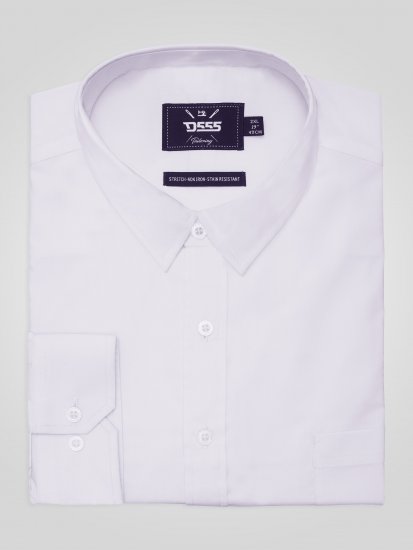 D555 Oliver Skvrnám Odolná Nežehlivá Strečová Košile S Dlouhým Rukávem Bílá - Košile - Košile 2XL-10XL