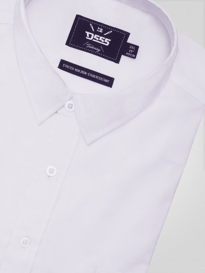 D555 Oliver Skvrnám Odolná Nežehlivá Strečová Košile S Dlouhým Rukávem Bílá - Košile - Košile 2XL-10XL