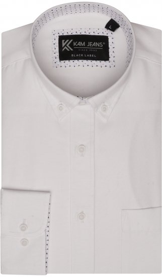 Kam Jeans P020 Premium Long sleeve Oxford Shirt White - Košile - Košile 2XL-10XL