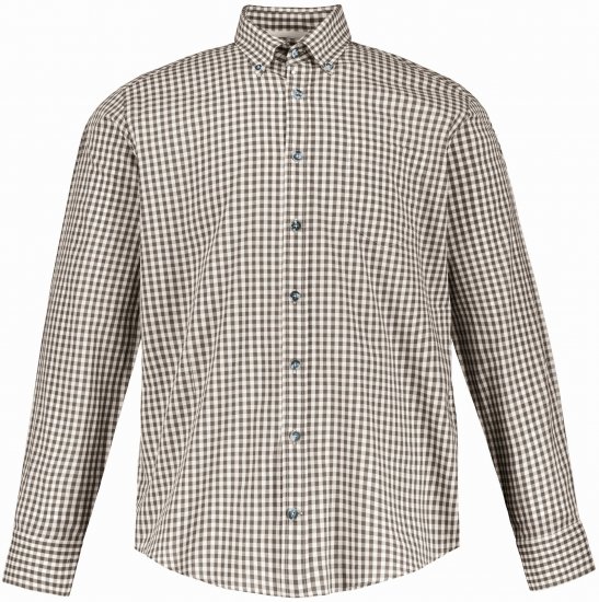 JP1880 Long Sleeve Check Print Traditional Shirt Brown - Košile - Košile 2XL-10XL