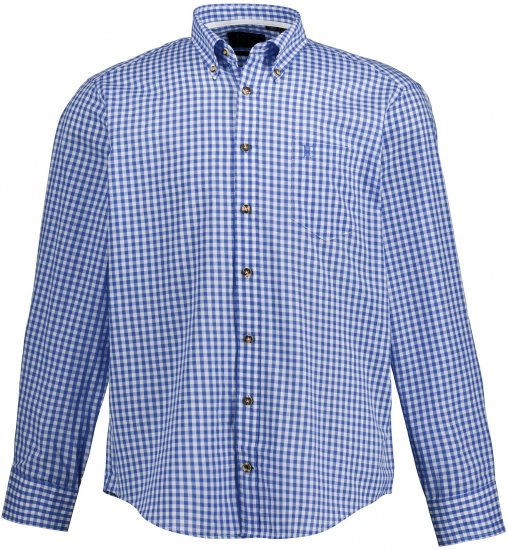 JP1880 Shirt Traditional Checked Long Sleeve Blue - Košile - Košile 2XL-10XL