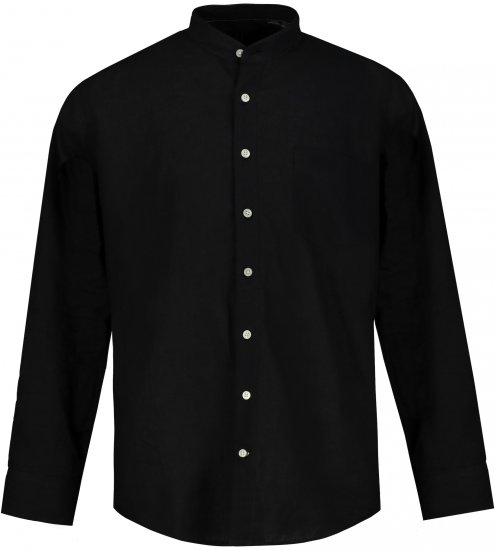 JP1880 Shirt Linen Blend Long Sleeve Black TALL - PÁNSKÉ OBLEČENÍ MT-6XLT - TALL-velikosti