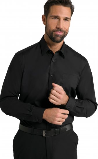 JP1880 Shirt Business Kent Collar Long Sleeve Black TALL - PÁNSKÉ OBLEČENÍ MT-6XLT - TALL-velikosti