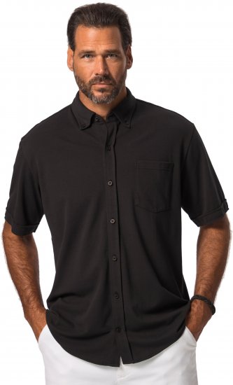 JP1880 Shirt Pique Flexnamic Short Sleeve Black TALL - PÁNSKÉ OBLEČENÍ MT-6XLT - TALL-velikosti