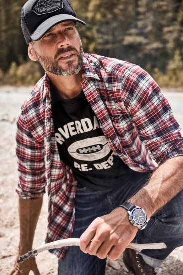 JP1880 Shirt Flannel Checked Long Sleeve Red TALL - PÁNSKÉ OBLEČENÍ MT-6XLT - TALL-velikosti