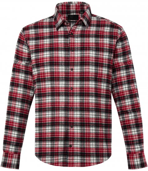 JP1880 Shirt Flannel Checked Long Sleeve Red TALL - PÁNSKÉ OBLEČENÍ MT-6XLT - TALL-velikosti