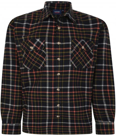 Espionage SH401 Checked Cotton Overshirt Black/Red - Košile - Košile 2XL-10XL