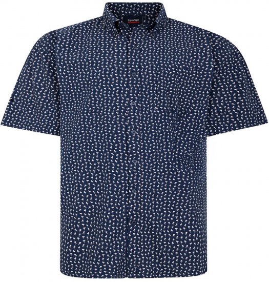 Espionage SH439 Mini Flamingo Printed Short Sleeve Shirt Navy - Košile - Košile 2XL-10XL