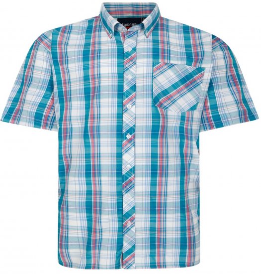 Espionage SH443 Checked Short Sleeve Shirt Green/Pink/White - Košile - Košile 2XL-10XL