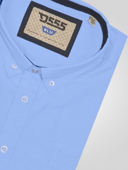 D555 James Oxford Košile S Krátkým Rukávem TALL Nebesky Modrá - TALL košile - 