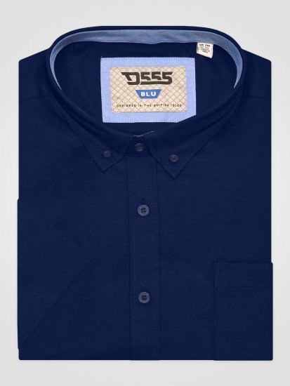 D555 James Oxford Košile S Krátkým Rukávem TALL Tmavě Modrá - TALL košile - 