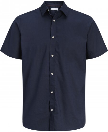 Jack & Jones Henry Slub Short Sleeve Navy - Košile - Košile 2XL-10XL