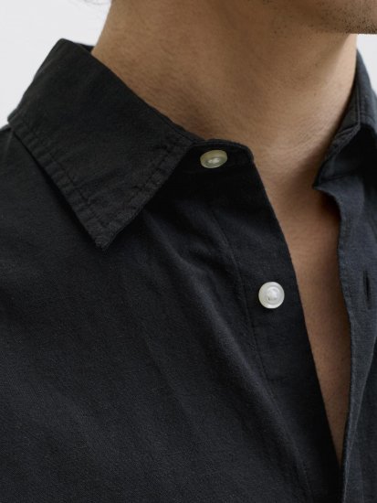 Jack & Jones Breeze Linen Short Sleeve Shirt Black - Košile - Košile 2XL-10XL