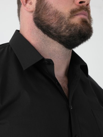 D555 Lucas Skvrnám Odolná Nežehlivá Strečová Košile S Krátkým Rukávem Černá - Košile - Košile 2XL-10XL