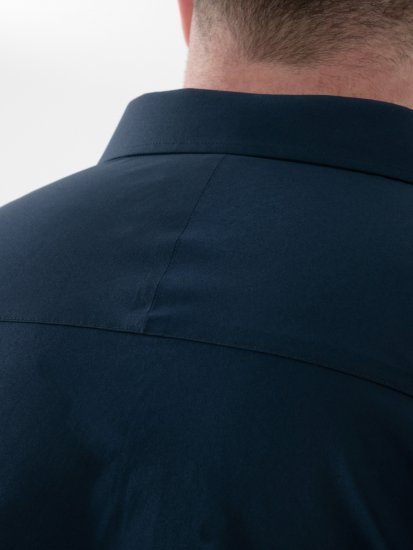 D555 Lucas Skvrnám Odolná Nežehlivá Strečová Košile S Krátkým Rukávem Tmavě Modrá - Košile - Košile 2XL-10XL