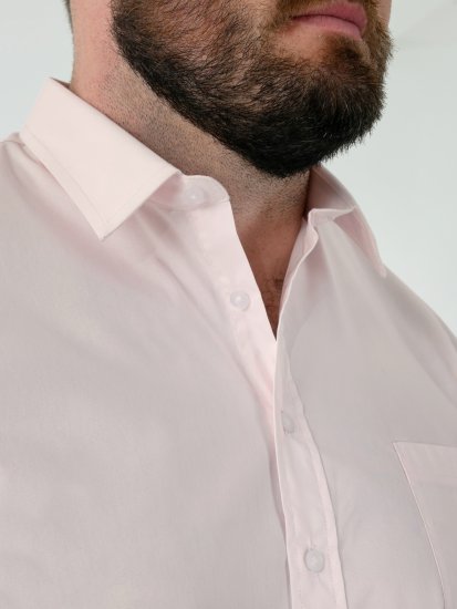 D555 Lucas Skvrnám Odolná Nežehlivá Strečová Košile S Krátkým Rukávem Růžová - Košile - Košile 2XL-10XL