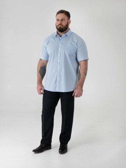 D555 Lucas Skvrnám Odolná Nežehlivá Strečová Košile S Krátkým Rukávem Nebesky Modrá - Košile - Košile 2XL-10XL