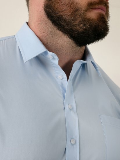 D555 Lucas Skvrnám Odolná Nežehlivá Strečová Košile S Krátkým Rukávem Nebesky Modrá - Košile - Košile 2XL-10XL