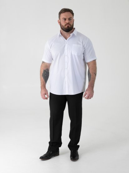 D555 Lucas Skvrnám Odolná Nežehlivá Strečová Košile S Krátkým Rukávem Bílá - Košile - Košile 2XL-10XL