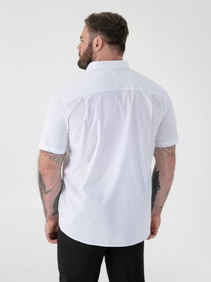 D555 Lucas Skvrnám Odolná Nežehlivá Strečová Košile S Krátkým Rukávem Bílá - Košile - Košile 2XL-10XL