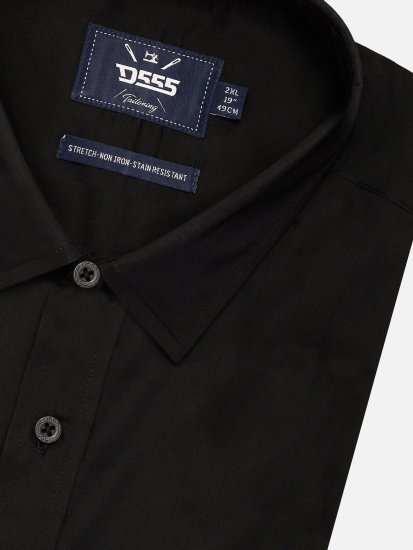 D555 Lucas Skvrnám Odolná Nežehlivá Strečová Košile S Krátkým Rukávem Černá - Košile - Košile 2XL-10XL