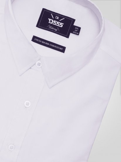 D555 Lucas Skvrnám Odolná Nežehlivá Strečová Košile S Krátkým Rukávem Bílá - Košile - Košile 2XL-10XL