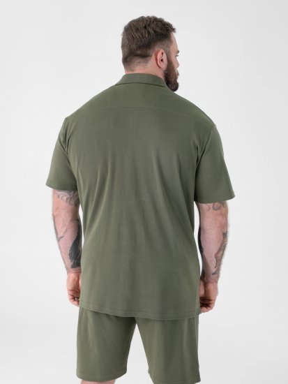 D555 Connor Stretch Cuban Collar Reosrt Short Sleeve Shirt Khaki - Košile - Košile 2XL-10XL