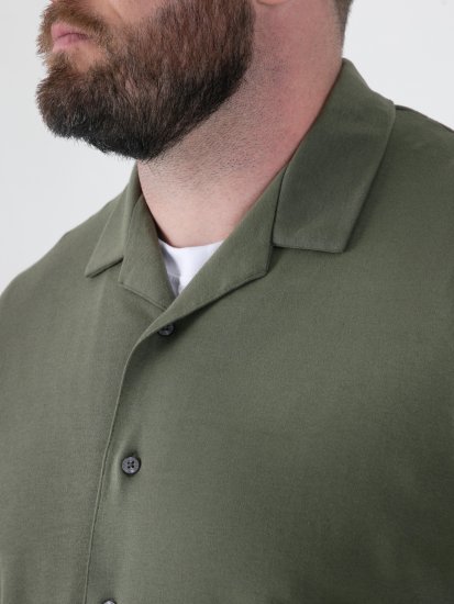 D555 Connor Stretch Cuban Collar Reosrt Short Sleeve Shirt Khaki - Košile - Košile 2XL-10XL