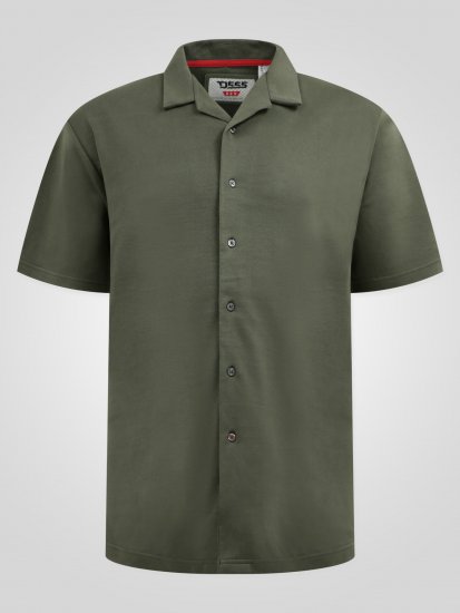 D555 Connor Stretch Cuban Collar Reosrt Short Sleeve Shirt Khaki - Košile - Košile 2XL-10XL