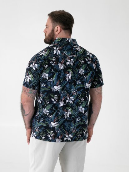 D555 Corden Hawaiian AOP Cuban Collar Resort Short Sleeve Navy - Košile s krátkým rukávem - Pánské košile s krátkým rukávem