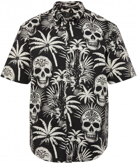 JP1880 Skull Pattern Jersey Short Sleeve Shirt Black - Košile - Košile 2XL-10XL